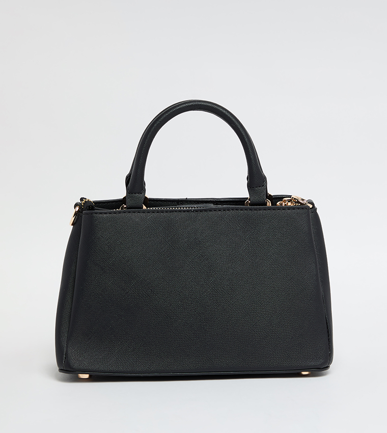 Textured Satchel Bag with Pouch