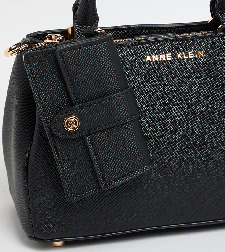 Textured Satchel Bag with Pouch