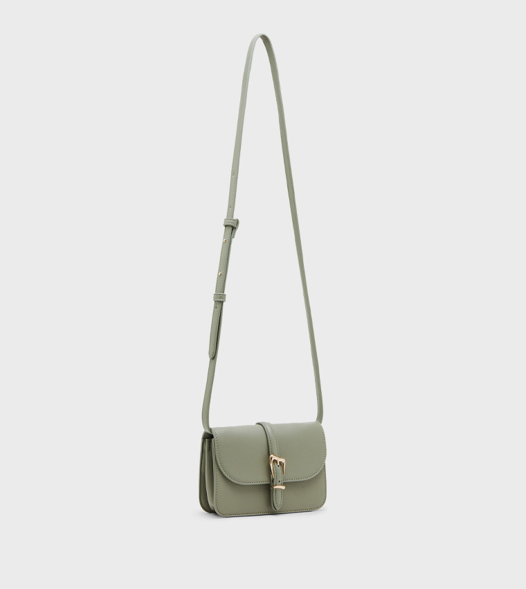 Buckle Detail Flap Crossbody Bag