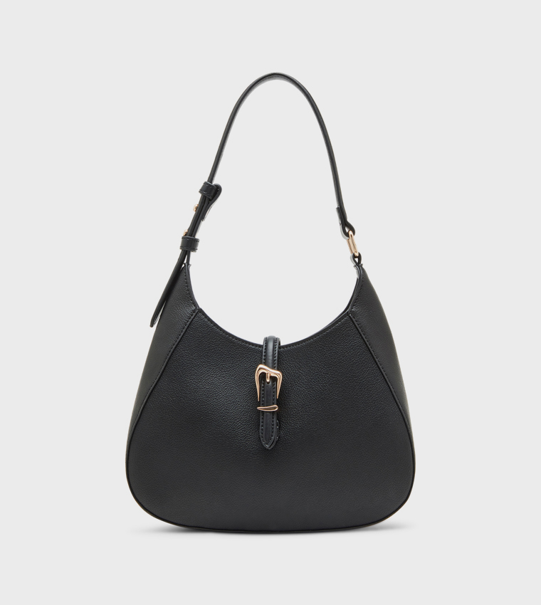 Textured Buckle Detail Shoulder Bag