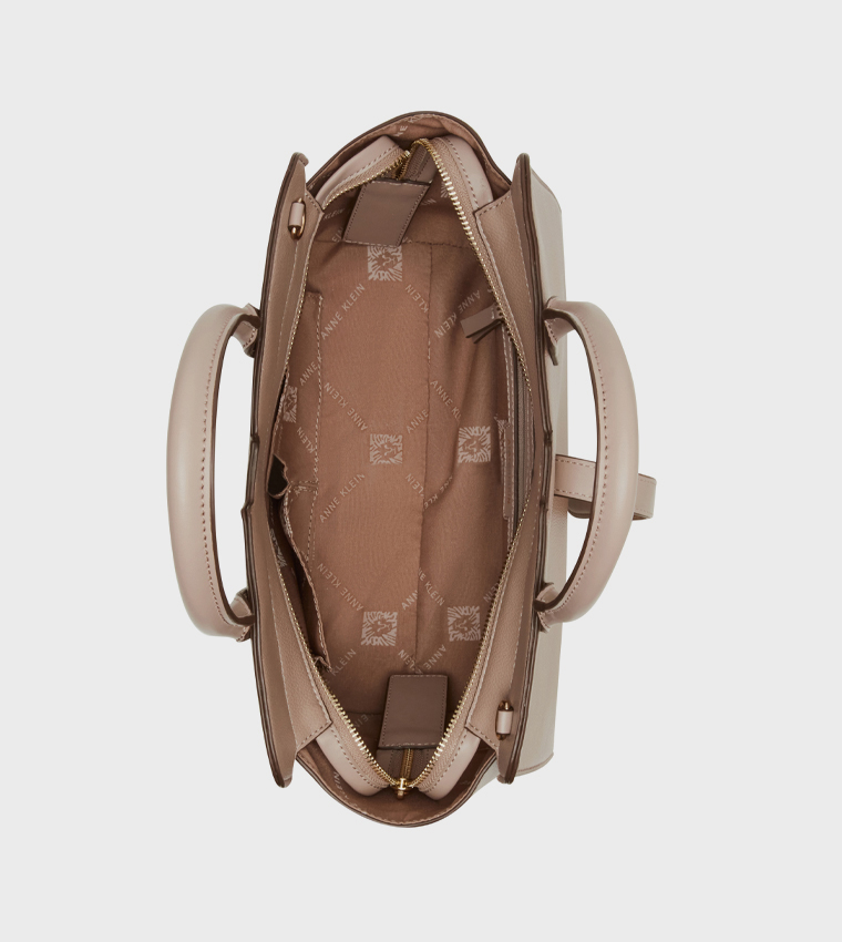 Textured Buckle Detail Satchel Bag
