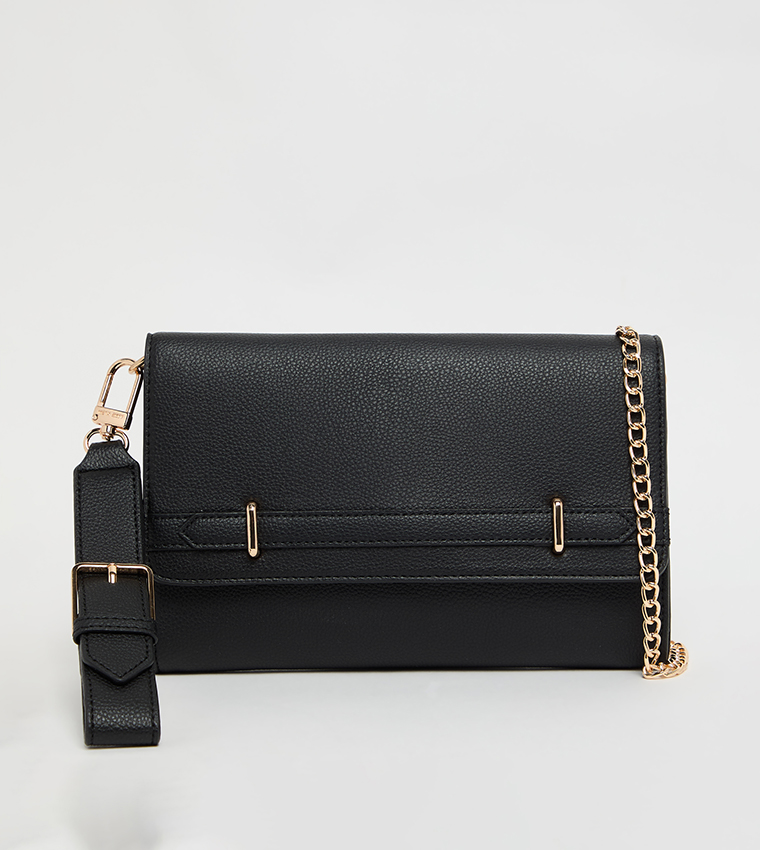 Textured Flap Wallet with Sling