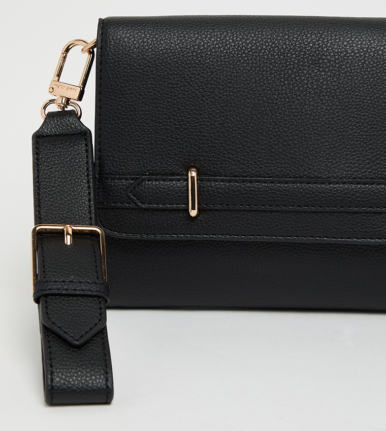 Textured Flap Wallet with Sling