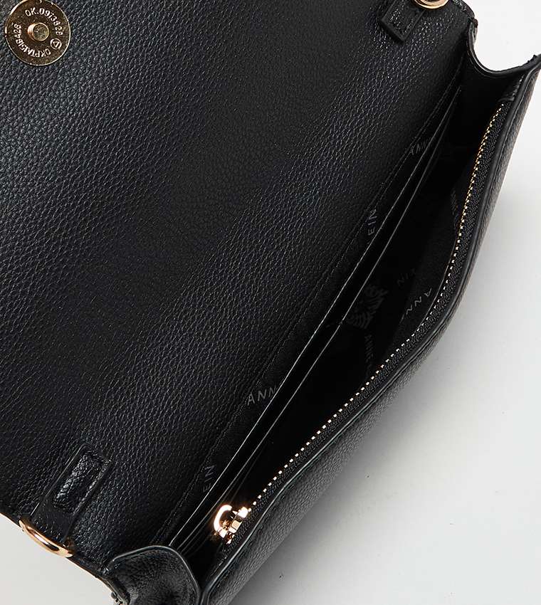 Textured Flap Wallet with Sling