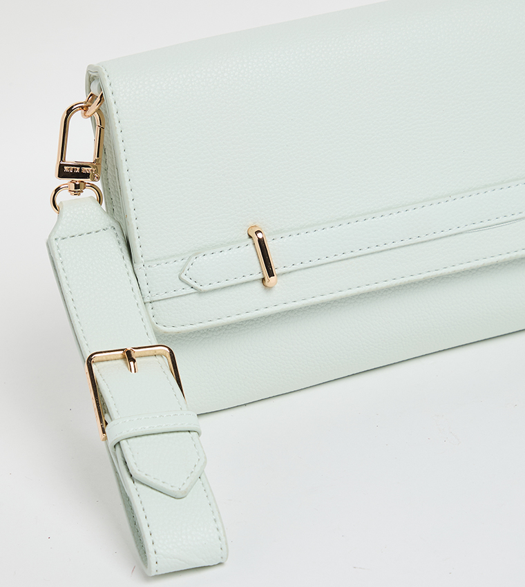 Textured Flap Wallet with Sling