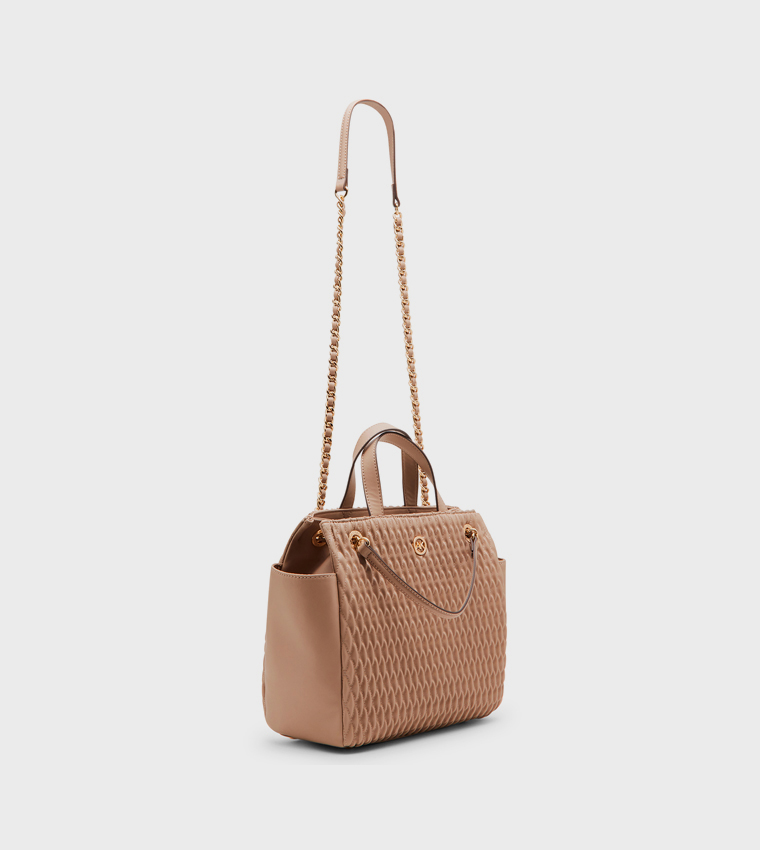 Quilted Logo Detail Satchel Bag