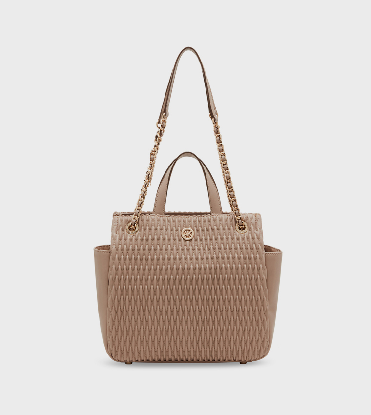 Quilted Logo Detail Satchel Bag