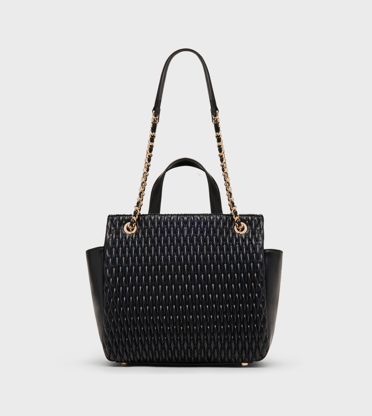 Quilted Logo Detail Satchel Bag