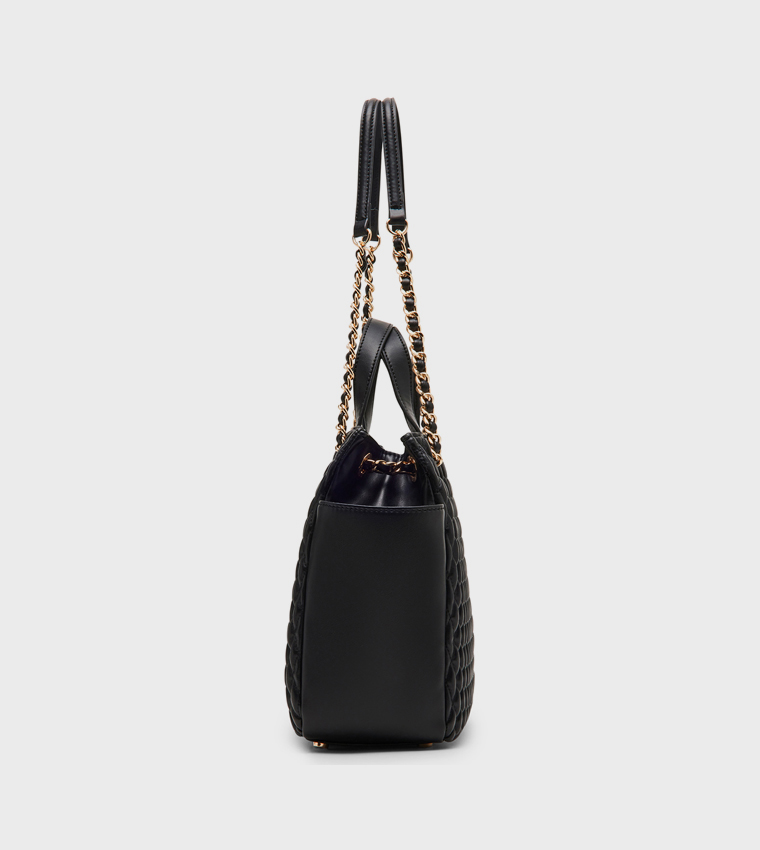 Quilted Logo Detail Satchel Bag