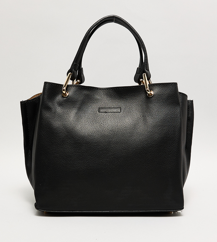 Textured Tote Bag with Scarf Detail