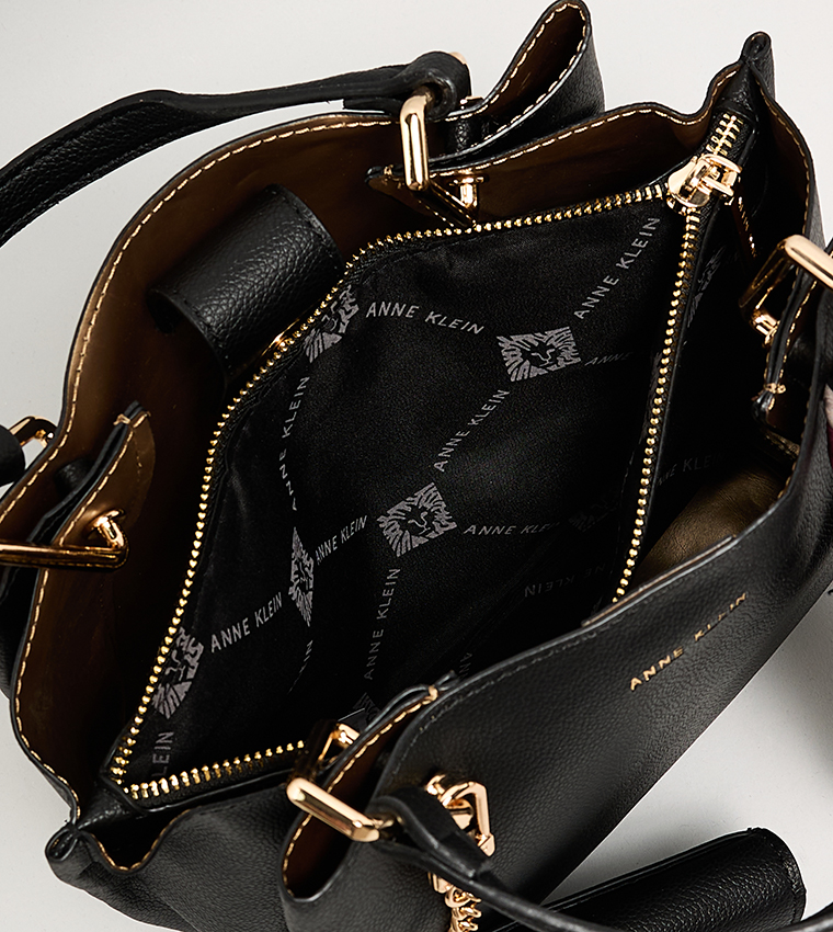 Textured Tote Bag with Scarf Detail