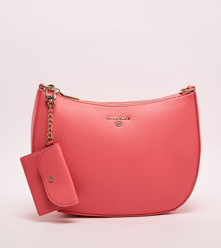Textured Zippered Shoulder Bag