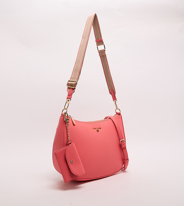 Textured Zippered Shoulder Bag