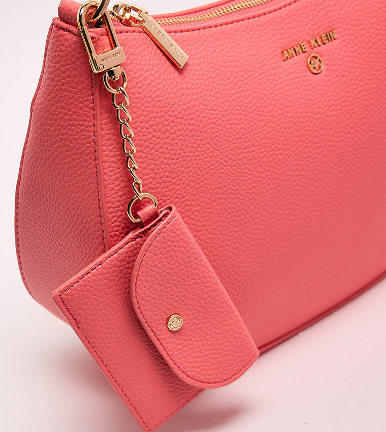 Textured Zippered Shoulder Bag