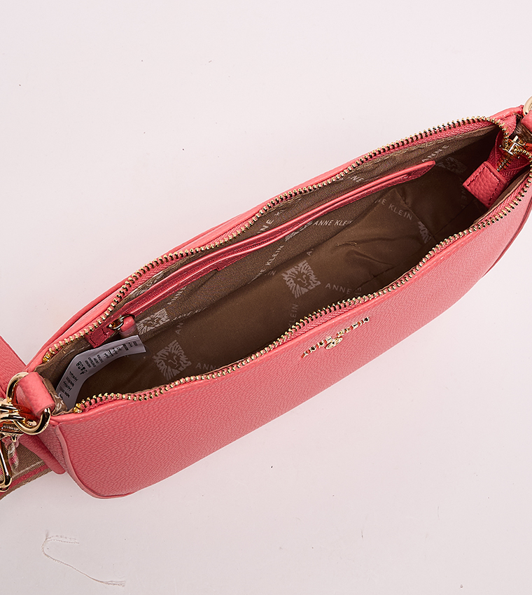 Textured Zippered Shoulder Bag