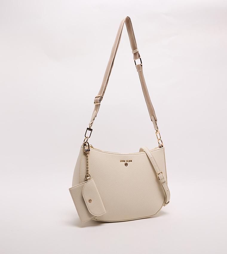 Textured Zippered Shoulder Bag