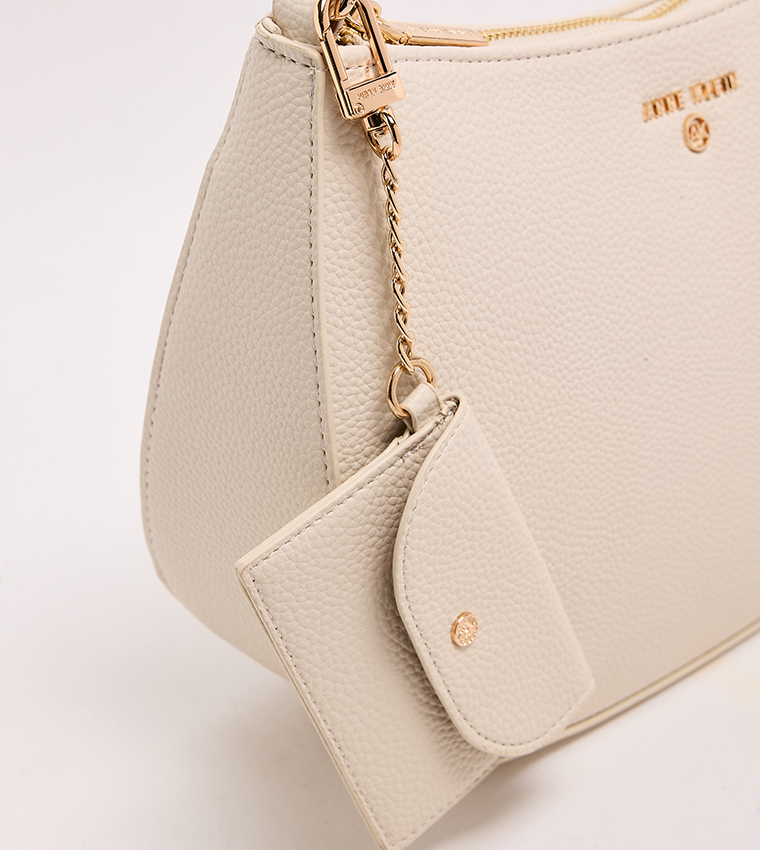 Textured Zippered Shoulder Bag