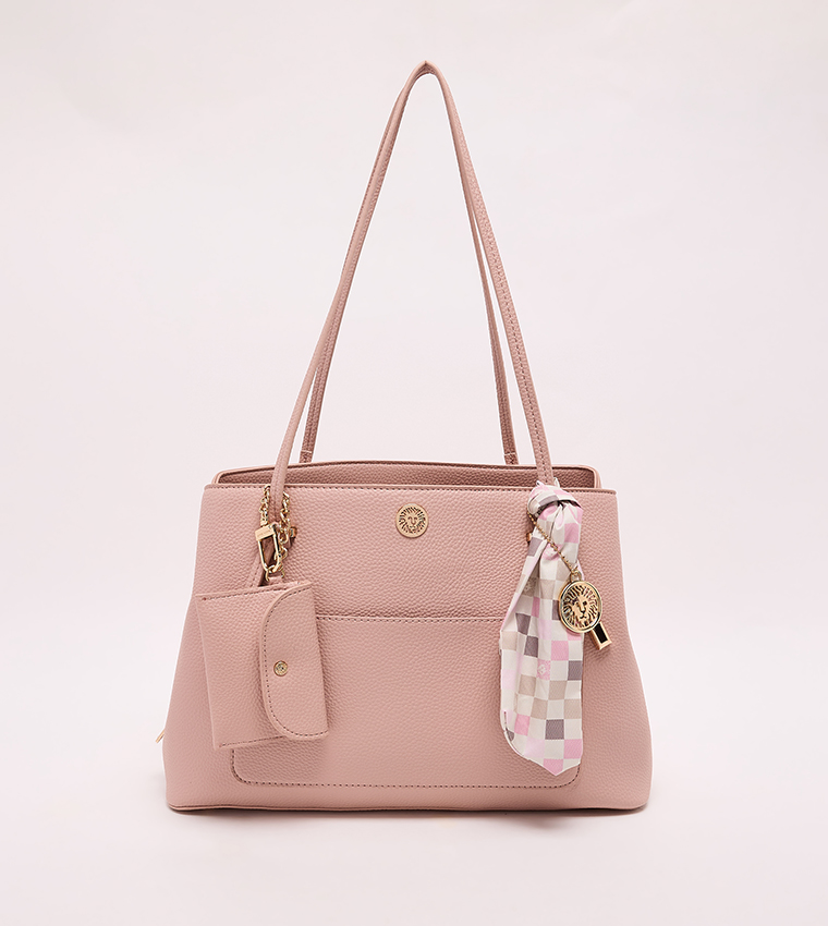 Buy Anne Klein Textured Zippered Shoulder Bag In Pink 6thStreet