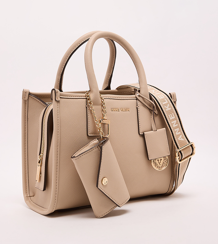 Textured Zippered Satchel Bag