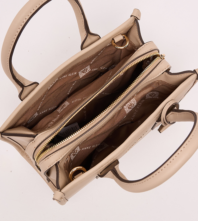 Textured Zippered Satchel Bag