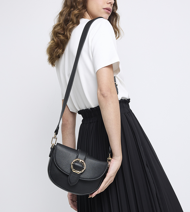 Textured Flap Crossbody Bag