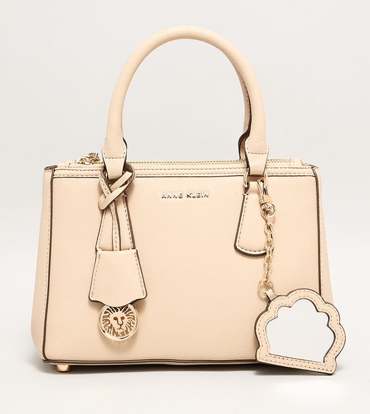 Textured Satchel Bag with Keyring Detail