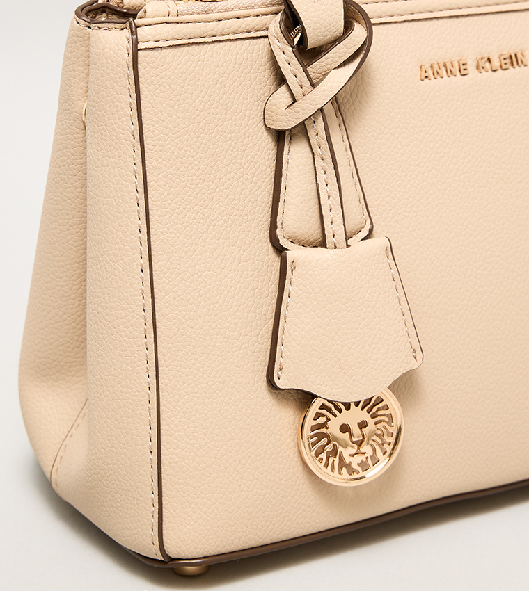 Textured Satchel Bag with Keyring Detail