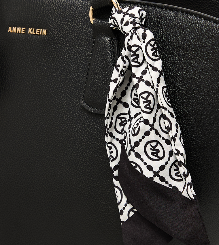 Textured Bucket Bag with Scarf Detail
