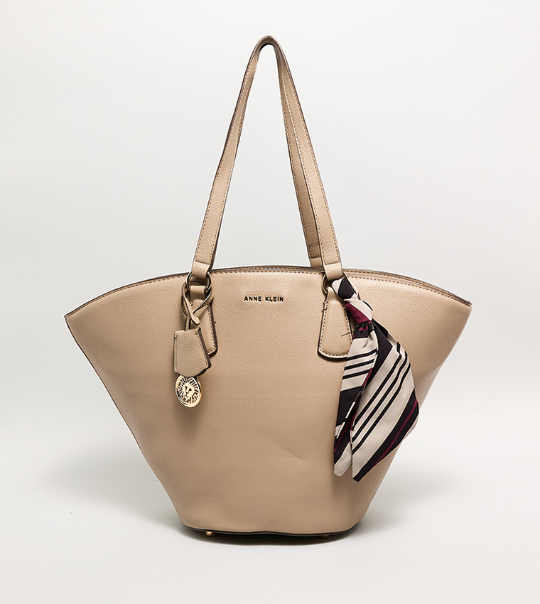 Textured Bucket Bag with Scarf Detail