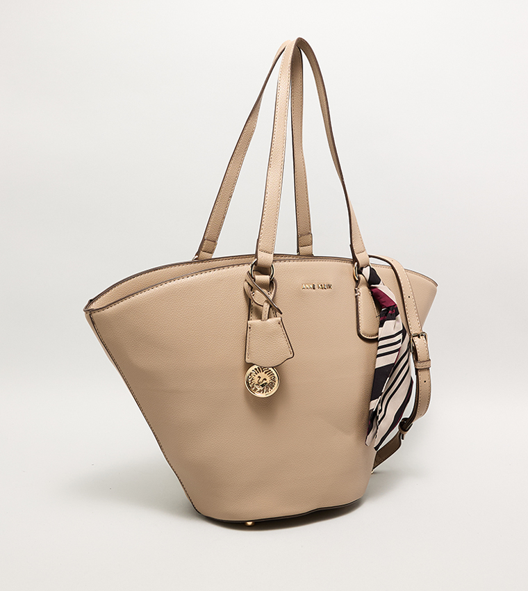 Textured Bucket Bag with Scarf Detail