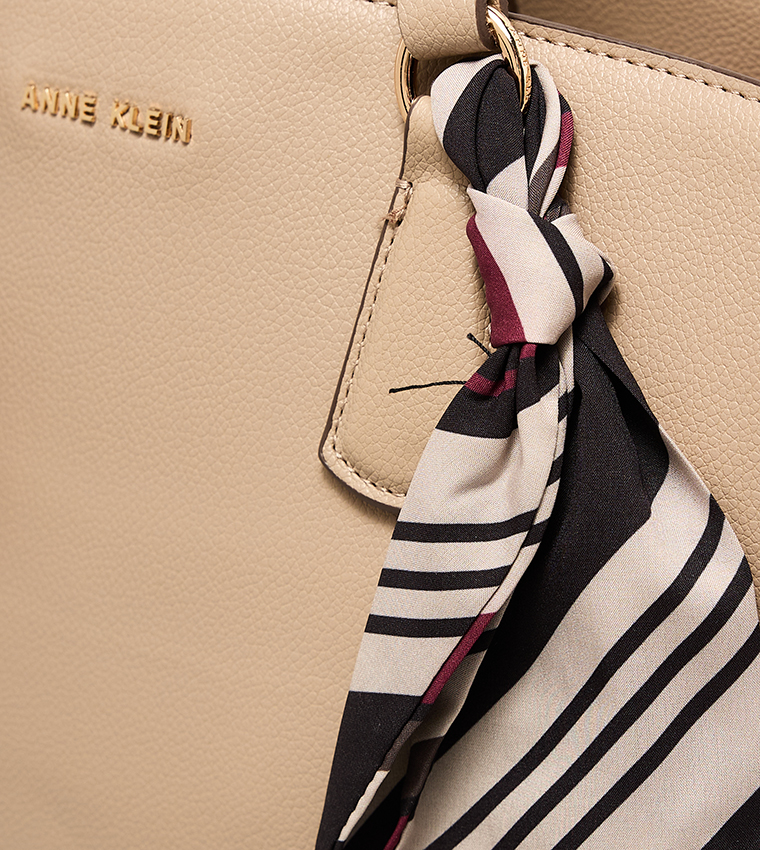 Textured Bucket Bag with Scarf Detail