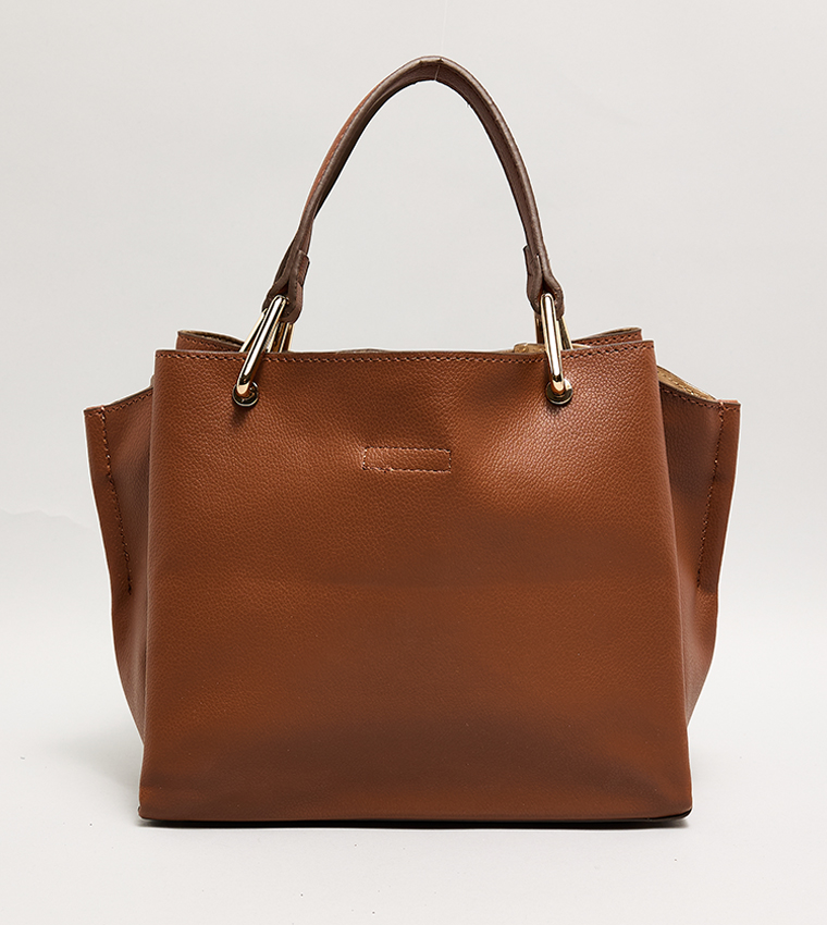 Textured Tote Bag with Scarf Detail