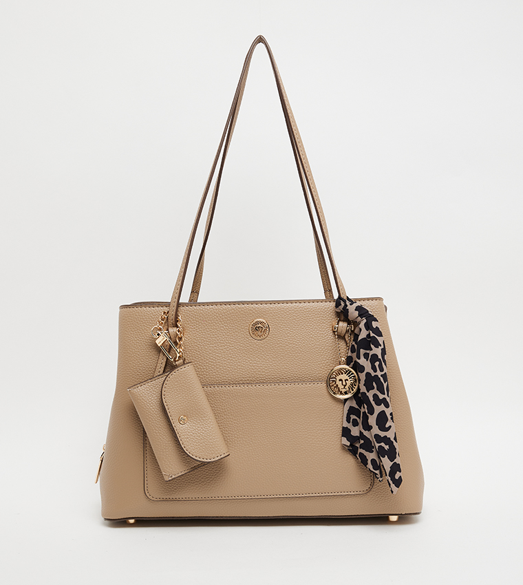 Buy Anne Klein Textured Satchel Bag In Beige 6thStreet Qatar