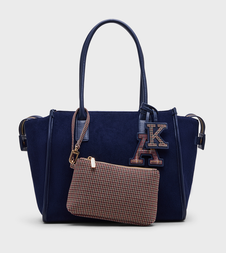 Textured Tote Bag with Coin Pouch