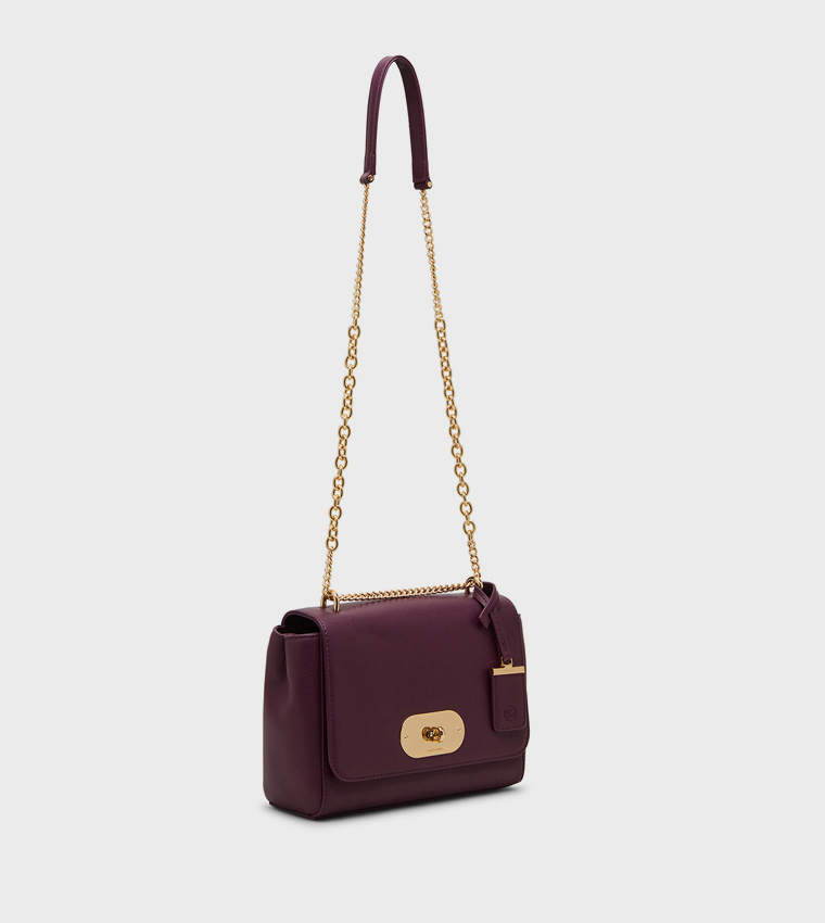 Textured Twist-Lock Shoulder Bag