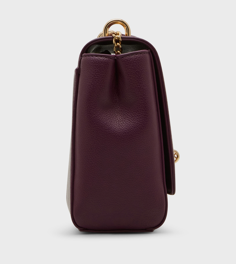 Textured Twist-Lock Shoulder Bag