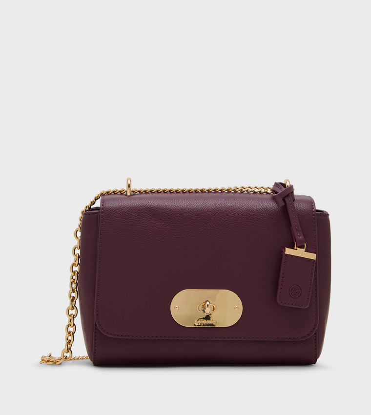 Textured Twist-Lock Shoulder Bag