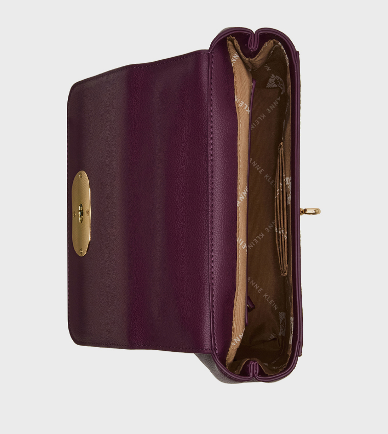 Textured Twist-Lock Shoulder Bag