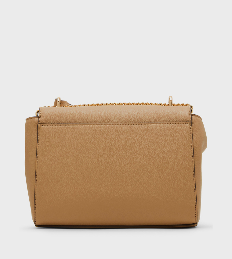 Textured Twist-Lock Shoulder Bag