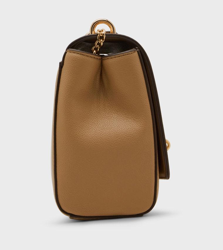 Textured Twist-Lock Shoulder Bag