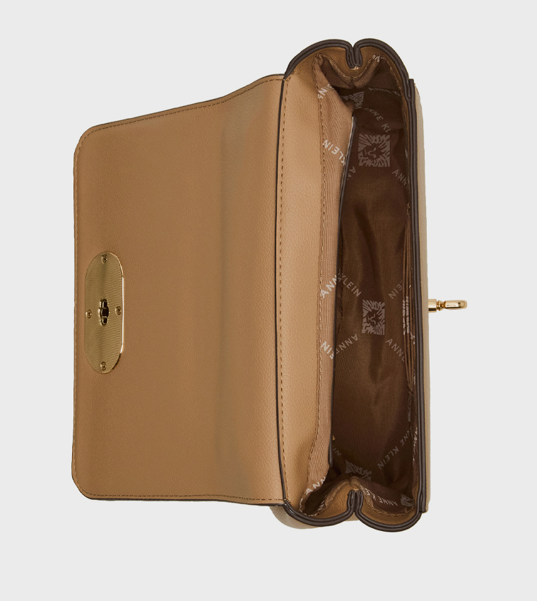 Textured Twist-Lock Shoulder Bag
