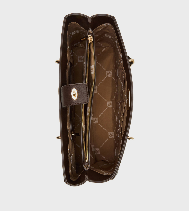 Textured Twist-Lock Tote Bag