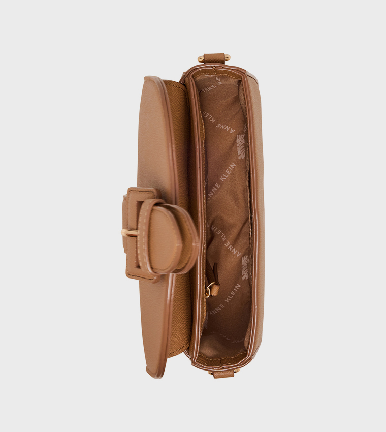 Textured Buckle Detail Crossbody Bag