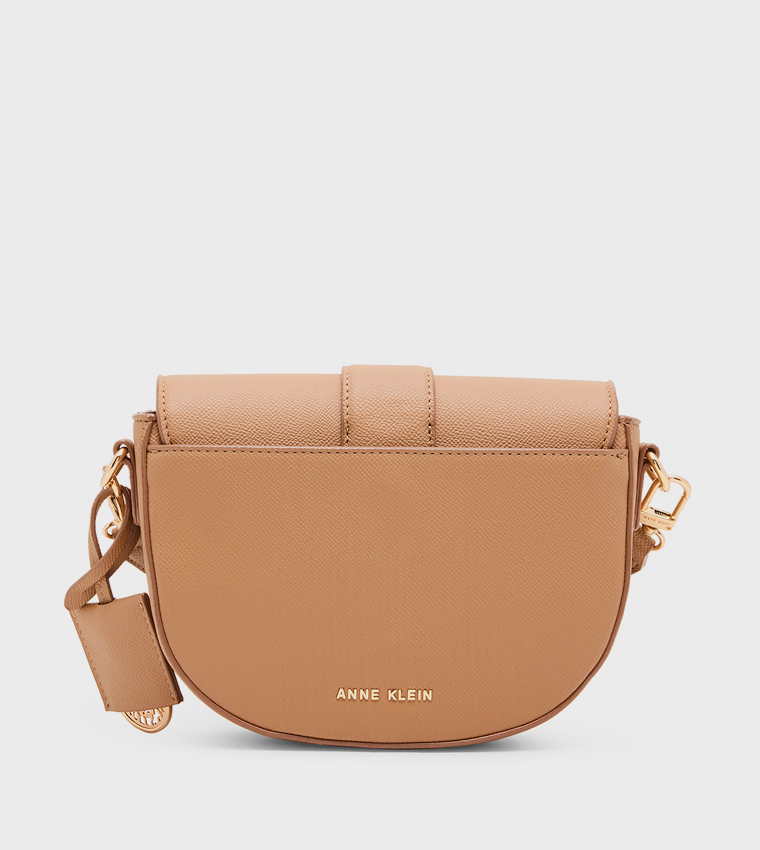 Textured Buckle Detail Crossbody Bag