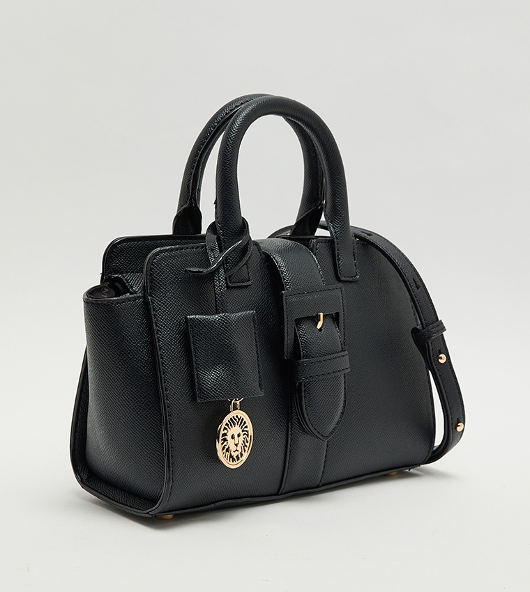 Textured Zippered Satchel Bag