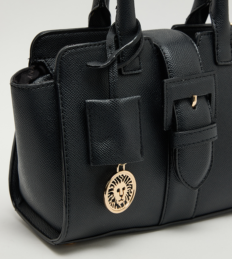 Textured Zippered Satchel Bag