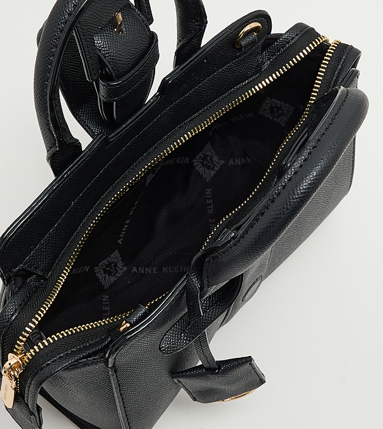 Textured Zippered Satchel Bag