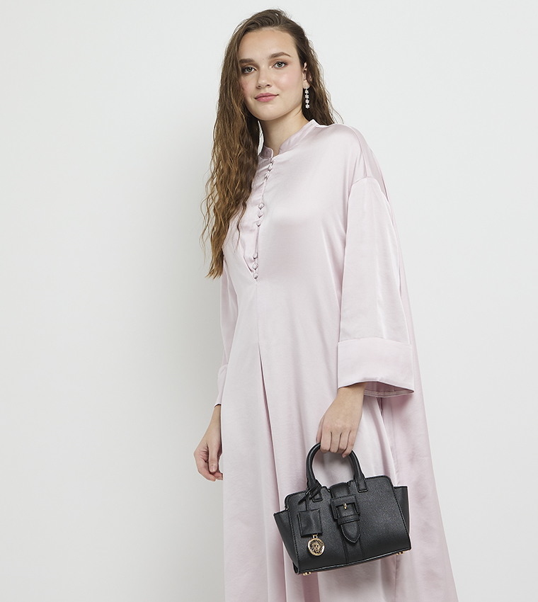 Textured Zippered Satchel Bag