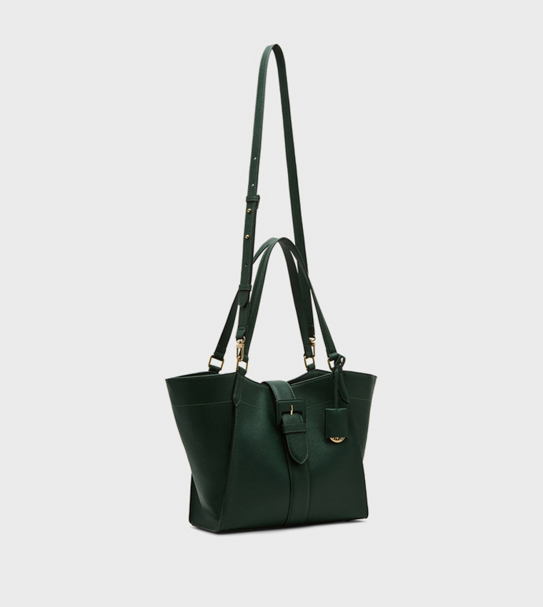 Textured Buckle Detail Tote Bag