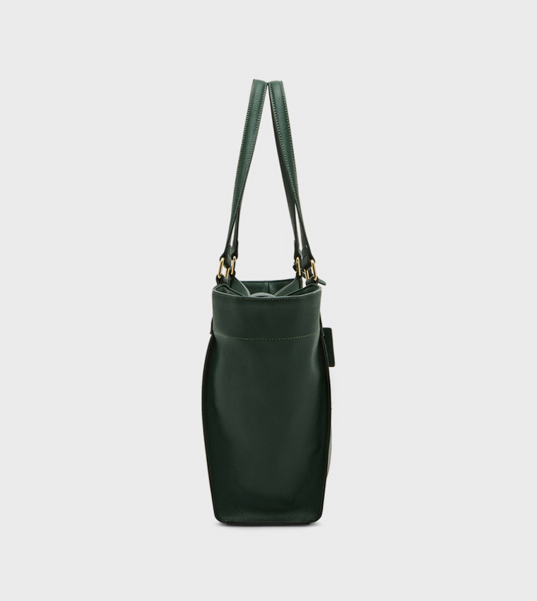 Textured Buckle Detail Tote Bag